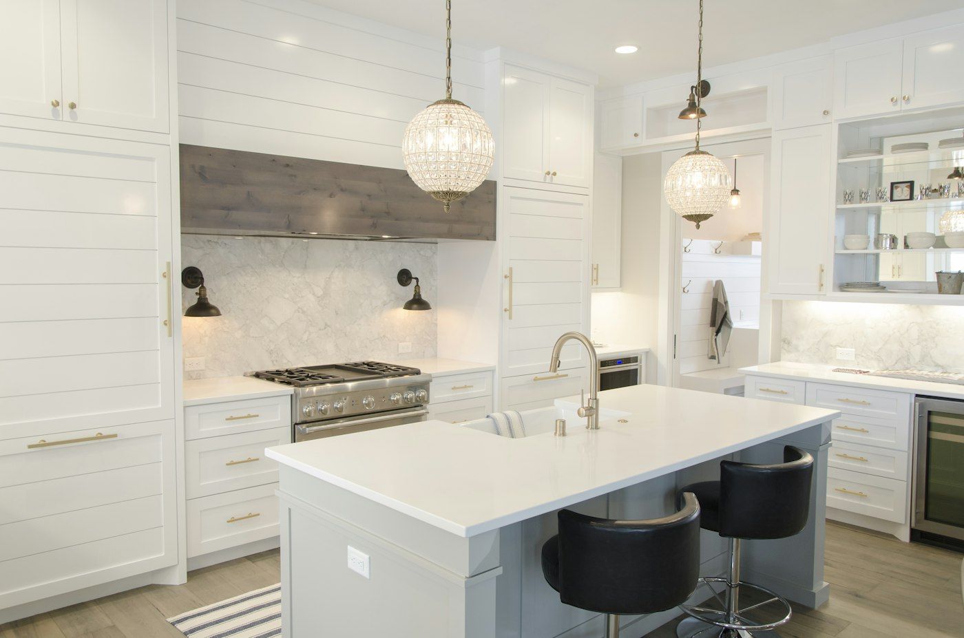 White kitchen with tile backsplash