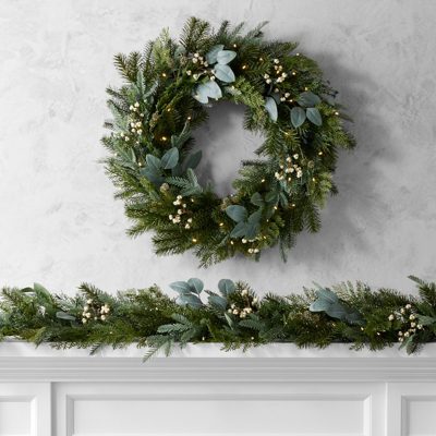 Winter Greens Faux Wreath & Garland