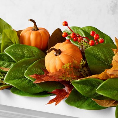 Orange & Green Pumpkin Fall Faux Garland